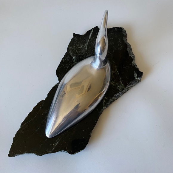 Vintage Haselton Sculpture: Aluminium LOON on Marble Base, Signed, Collectible - Picture 8 of 15